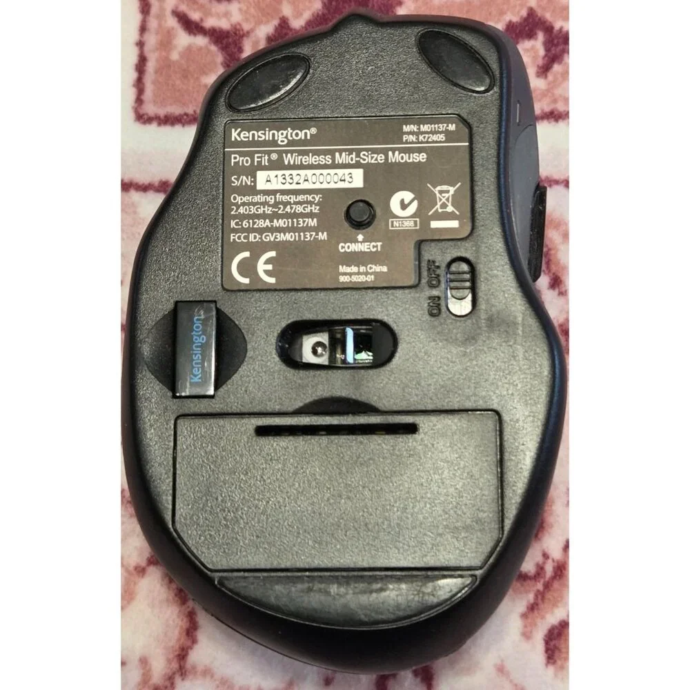 Kensington M01137-M Wireless Mouse Pro Fit Ergonomic Computer PC Mid-Size